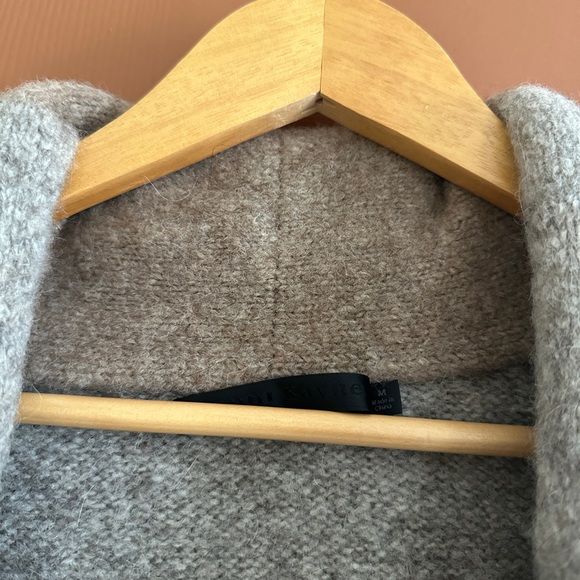 Jenni Kayne Wool Alpaca Yak Blend Striped Belted Long Cardigan Coat - Picture 4 of 7